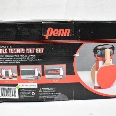 Penn Everywhere Table Tennis Net & Post Set  Red Compact; Paddles - New
