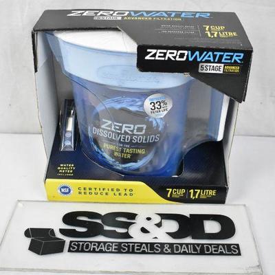 ZeroWater 7 Cup Ready-Pour Filtered Pour-Through Water Pitcher - New