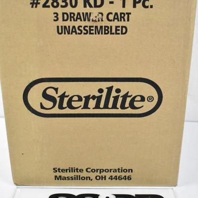 Sterilite 3 Drawer Cart White & Clear. Easy Assembly - New