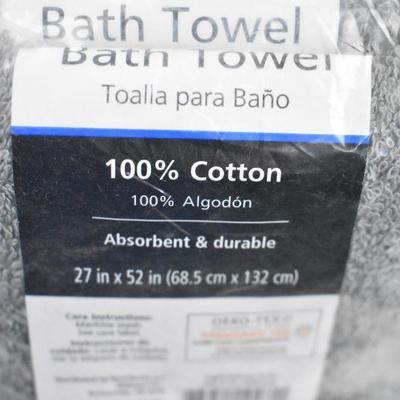Mainstays Basic (6) Piece Bath Towel Set - Gray - New