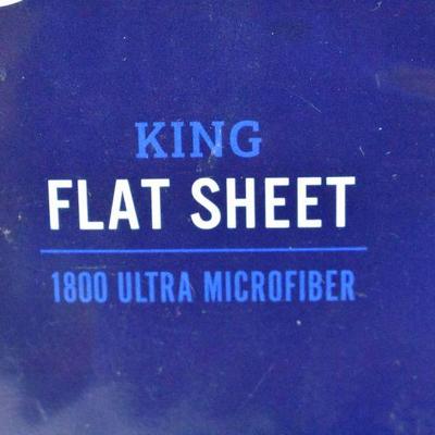 King Size Flat Top Sheet Only, White 1800 Ultra-Soft Microfiber Collection - New