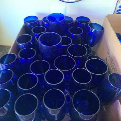 Lot 310. variety of blue glassware