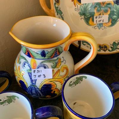 Lot 311 Pitcher, cups, decorative plate and stand