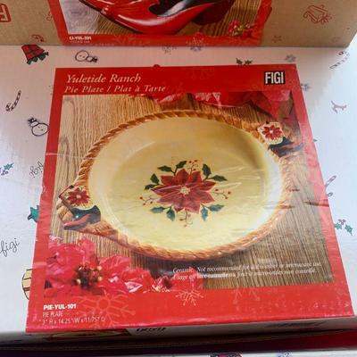 Lot 334. Figi Christmas Decor and dishes still in the box 5 pieces