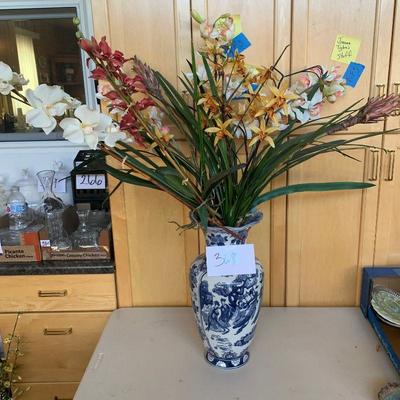 Lot 368 Asian style vase with Faux plant