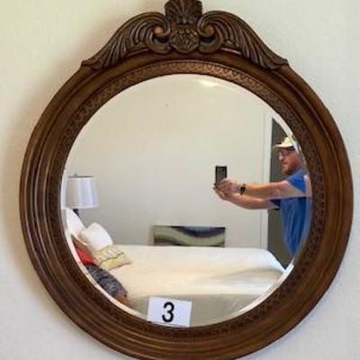 LOT#3B1: Wooden Circular Mirror