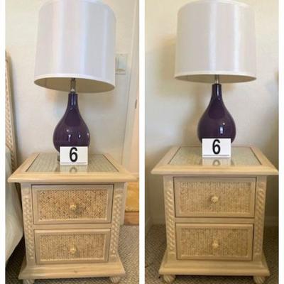 LOT#6B1: Pair of Nightstands with Purple Lamps