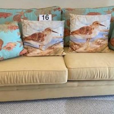 LOT#16B2: Sleeper Sofa with Coastal Decorative Pillows