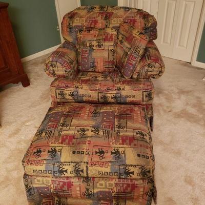 Lot 32: Stanford Furniture Down Filled Chair & Ottoman 