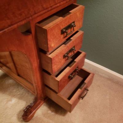 Lot 33: Antique Captain's Desk with Original Key