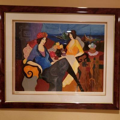 Lot #60: SIGNED AND NUMBERED Itzchak Tarkay "Riviera CafÃ©" Large Framed Fine Art