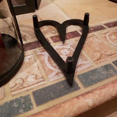 Lot 75: Candle and cast Iron Heart Deco