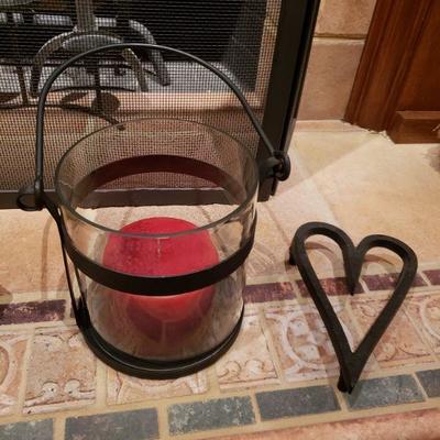 Lot 75: Candle and cast Iron Heart Deco
