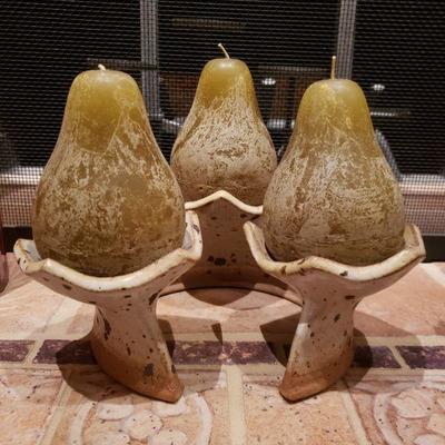 Lot 76: Ceramic Pottery Candleholder with Pear Candles