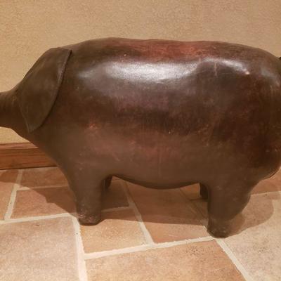Lot 77: Omersa Leather Footstool with Tag