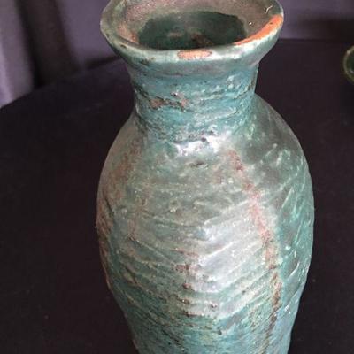 Lot of 3 Green Studio Art Pottery Pcs and Vintage Vase Lot # 109