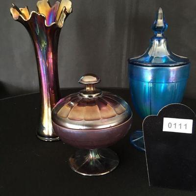 Antique Fenton Candy Dish & Art Glass Vase Lot of 3 Lot # 111j