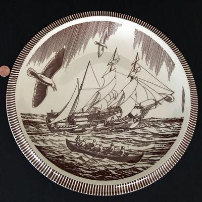 Large Rockwell Kent Designed Plate "Moby Dick" by Vernon Kilns USA Perfect Condition Lot # 113j 12.25"D