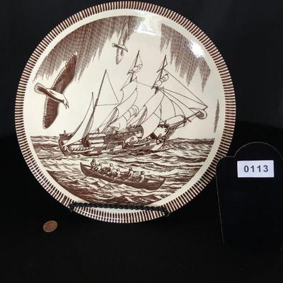 Large Rockwell Kent Designed Plate "Moby Dick" by Vernon Kilns USA Perfect Condition Lot # 113j 12.25"D