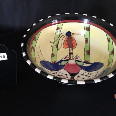 Decorative Hand- Painted Vintage Cat Salad Bowl Signed Lynda Parneellee for SWAK Lot # 116