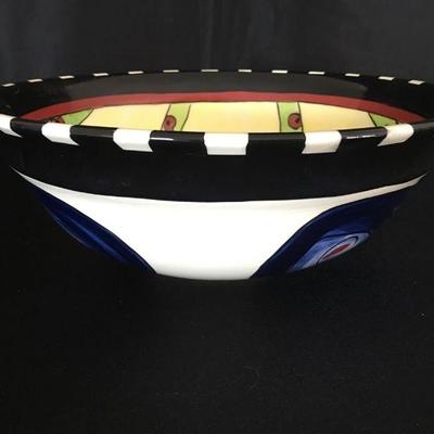 Decorative Hand- Painted Vintage Cat Salad Bowl Signed Lynda Parneellee for SWAK Lot # 116