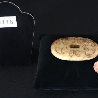 Chinese Warring States Mutton Fat Jade Buckle 20th C. reproduction 3.25"W