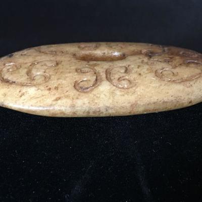 Chinese Warring States Mutton Fat Jade Buckle 20th C. reproduction 3.25"W