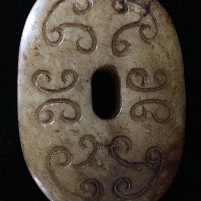 Chinese Warring States Mutton Fat Jade Buckle 20th C. reproduction 3.25"W