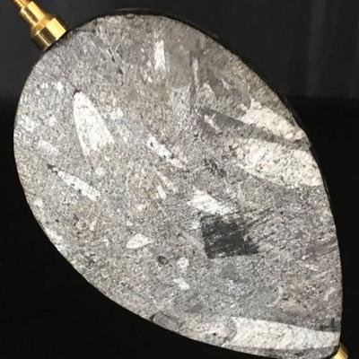Mounted & Polished Orthoceras Fossil on Brass Stand 9"H Lot # 119