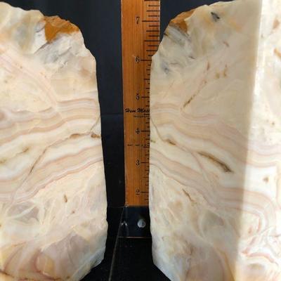 Pair Bookends Rough Marble 7"H Lot # 426