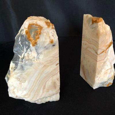 Pair Bookends Rough Marble 7"H Lot # 426