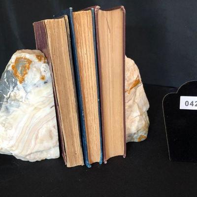 Pair Bookends Rough Marble 7"H Lot # 426