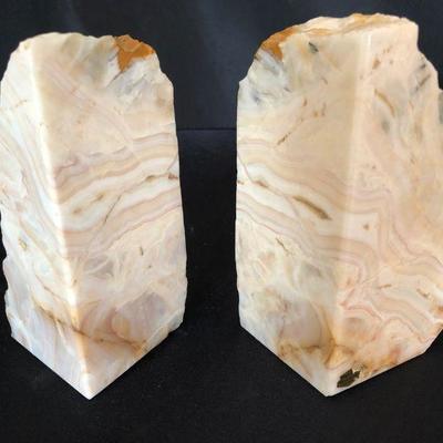 Pair Bookends Rough Marble 7"H Lot # 426