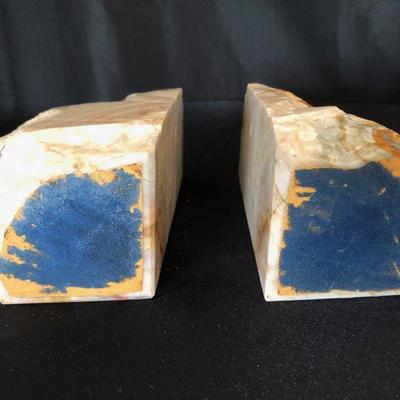 Pair Bookends Rough Marble 7"H Lot # 426