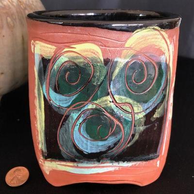 Lot of 2 WAA Signed Studio Pottery Pieces Bowl & Vase Lot # 424