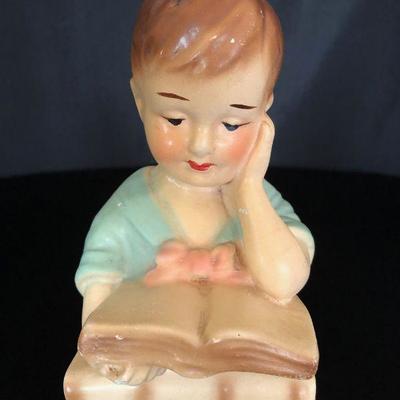 Single Bookend Boy Reading Book w/ Emily Dickinson Poems Lot # 430