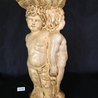 Vintage Cast China Plant Pedestal with 3 cherubs. Good condition. #120