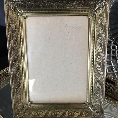 Collection of Vintage Brass and Glass pieces - Serving Plate, Frame, Perfume tray #121