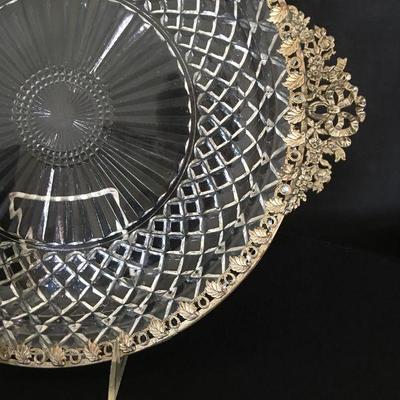 Collection of Vintage Brass and Glass pieces - Serving Plate, Frame, Perfume tray #121