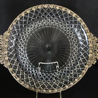 Collection of Vintage Brass and Glass pieces - Serving Plate, Frame, Perfume tray #121
