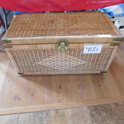Lot 405 wicker chest 32 inches wide 16 inches deep 16 inches tall