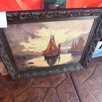  Lot 441 oil on canvas painting unsigned with some paint damage