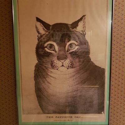 Lot 196: "The Favorite Cat" Lithograph by Nathaniel Currier 