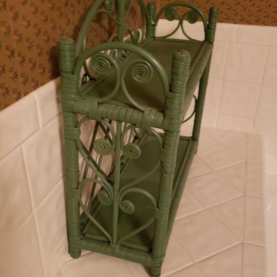 Lot 201: Blue Green Wicker Shelf