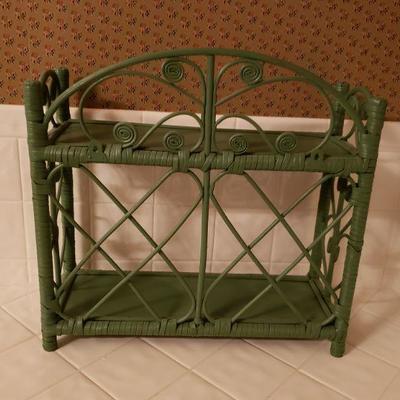 Lot 201: Blue Green Wicker Shelf