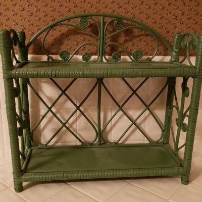 Lot 201: Blue Green Wicker Shelf