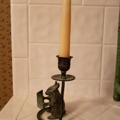 Lot 203: Small Bronze Mouse Candleholder 
