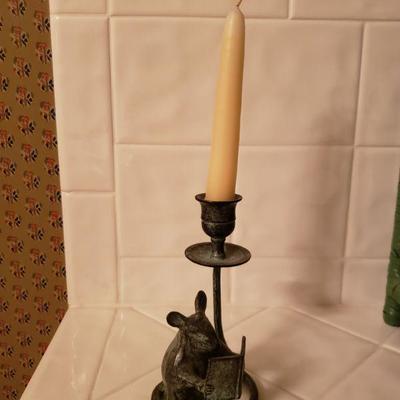 Lot 203: Small Bronze Mouse Candleholder 