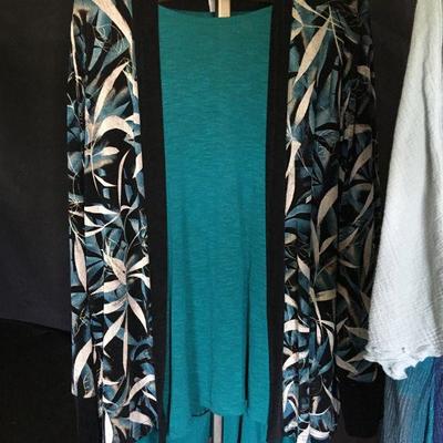 Curated 6 Pieces of Jade / Emerald & Black Blouses Pants Jackets Shirts: Simple People, Soft Surroundings, Chicos, Coldwater Creek...