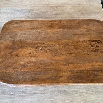 POTTERY BARN blonde mango wood paddle pedestal cheese board